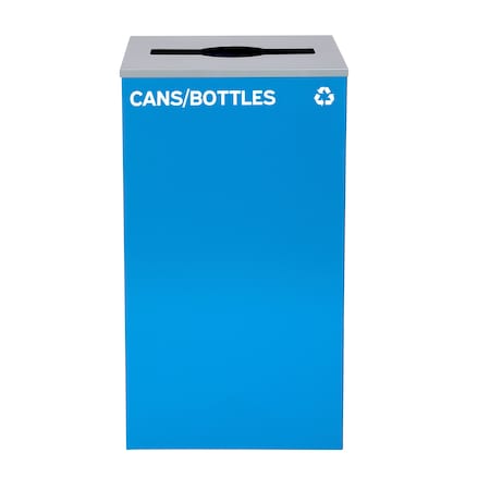 Alpine Industries Square Recycling Bin, 29 Gallons, Blue Can, Mixed Opening Lid, for Cans/Bottles ALP4450-KIT-BLU-M-CB